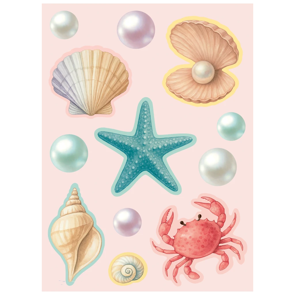 Aufkleber Bogen „Sereia“ | 110×150 mm, mehrfarbig, 4 Blatt