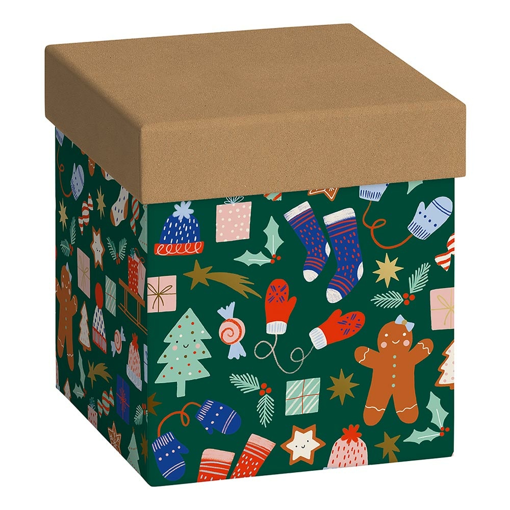 Geschenkbox "Marioka" 11x11x12cm grün dunkel