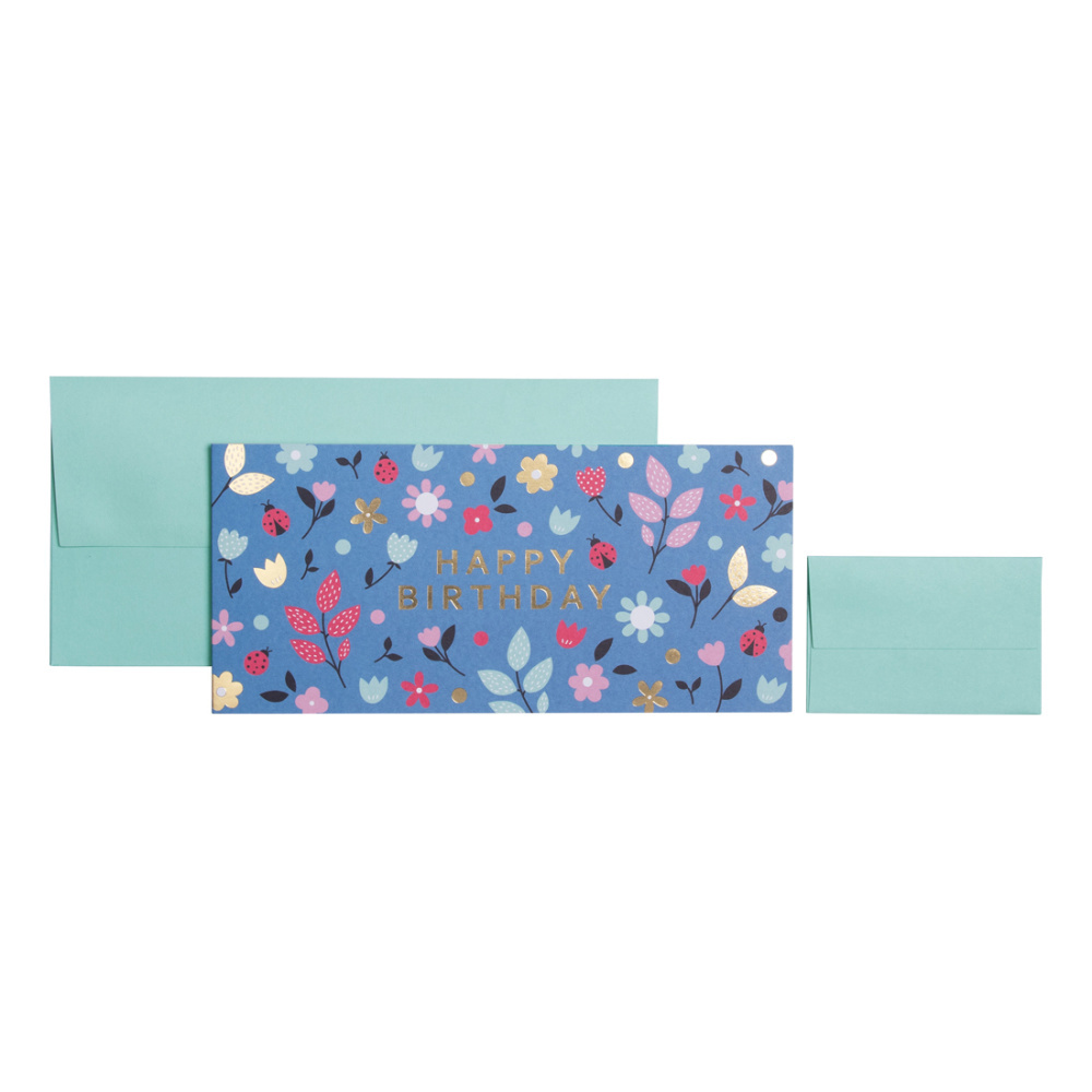 Geschenkkarte „Benice“ 11 x 23 cm blau