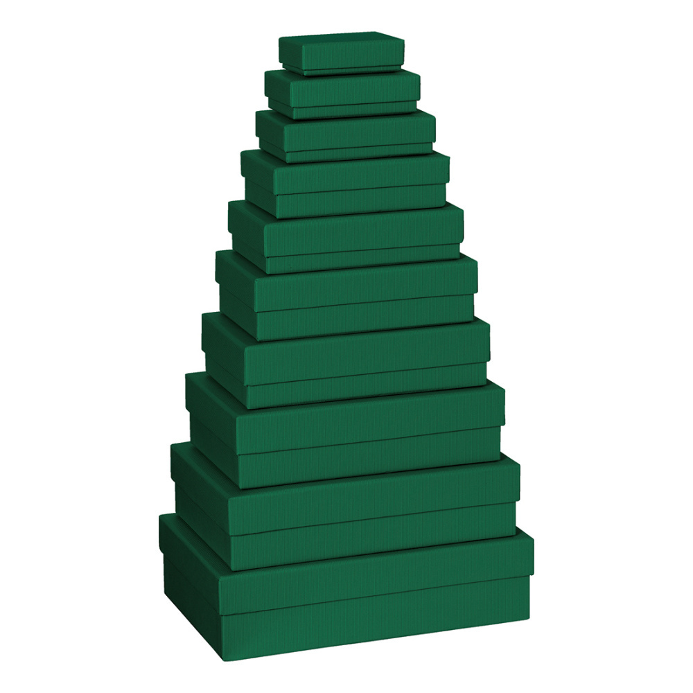Geschenkboxen 10er Set „One Colour“ grün dunkel