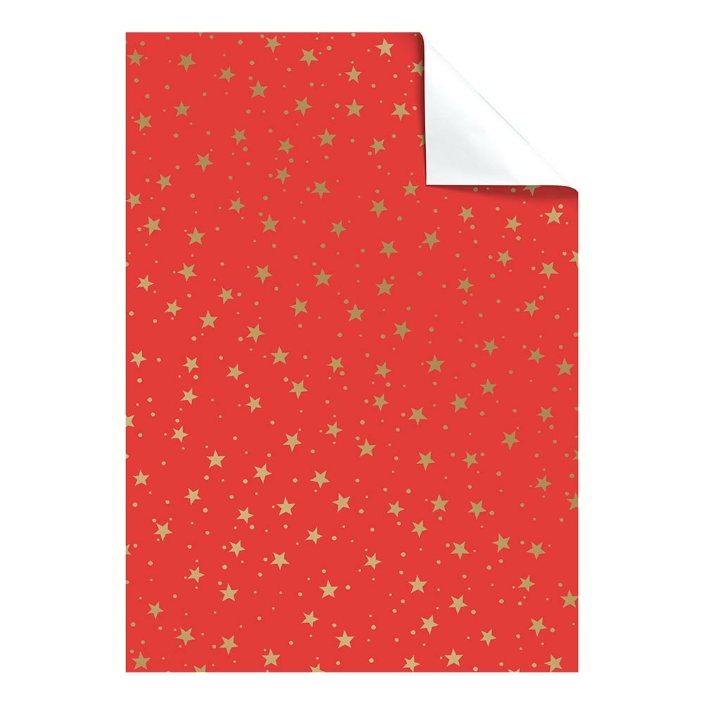 Papier-cadeau feuilles "Neal" 100x70cm rouge