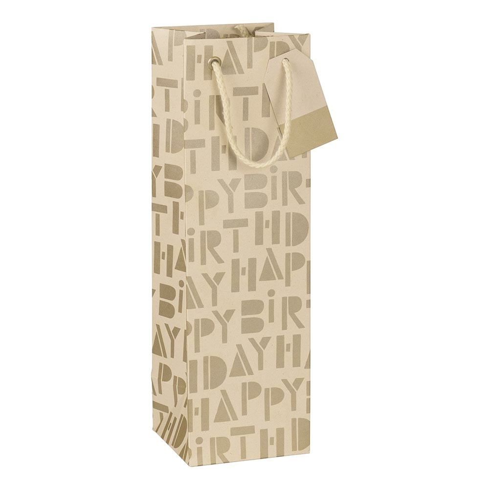 Gift bag bottle "Vinci" 11x10,5x36cm gold