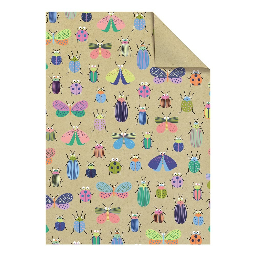 Papiers-cadeaux feuilles "Beetle" 50x70cm vert