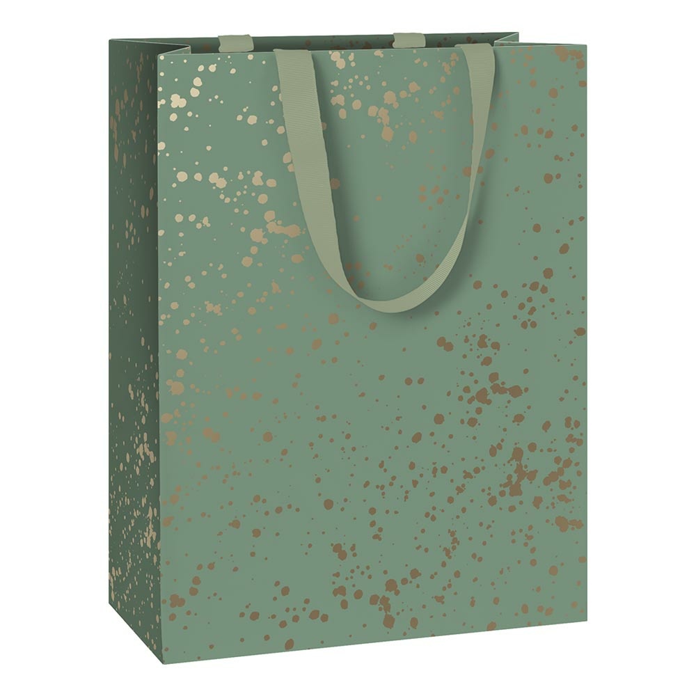 Gift bag  "Sprenkel" 23x13x30cm dark green