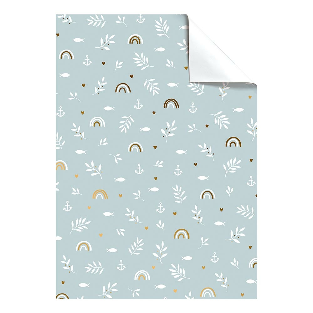 Papiers-cadeaux feuilles "Seasta" 50x70cm bleu clair