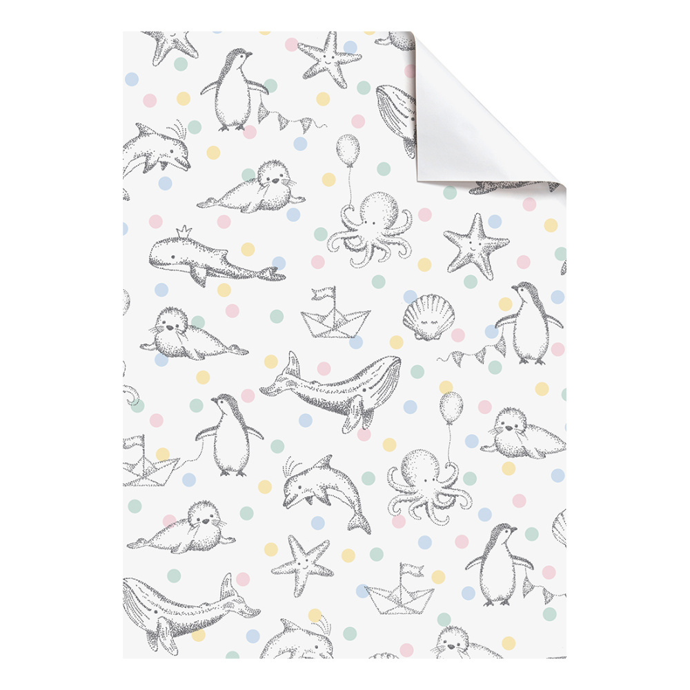 Wrapping paper sheet „Moby“ 100x70cm yellow light