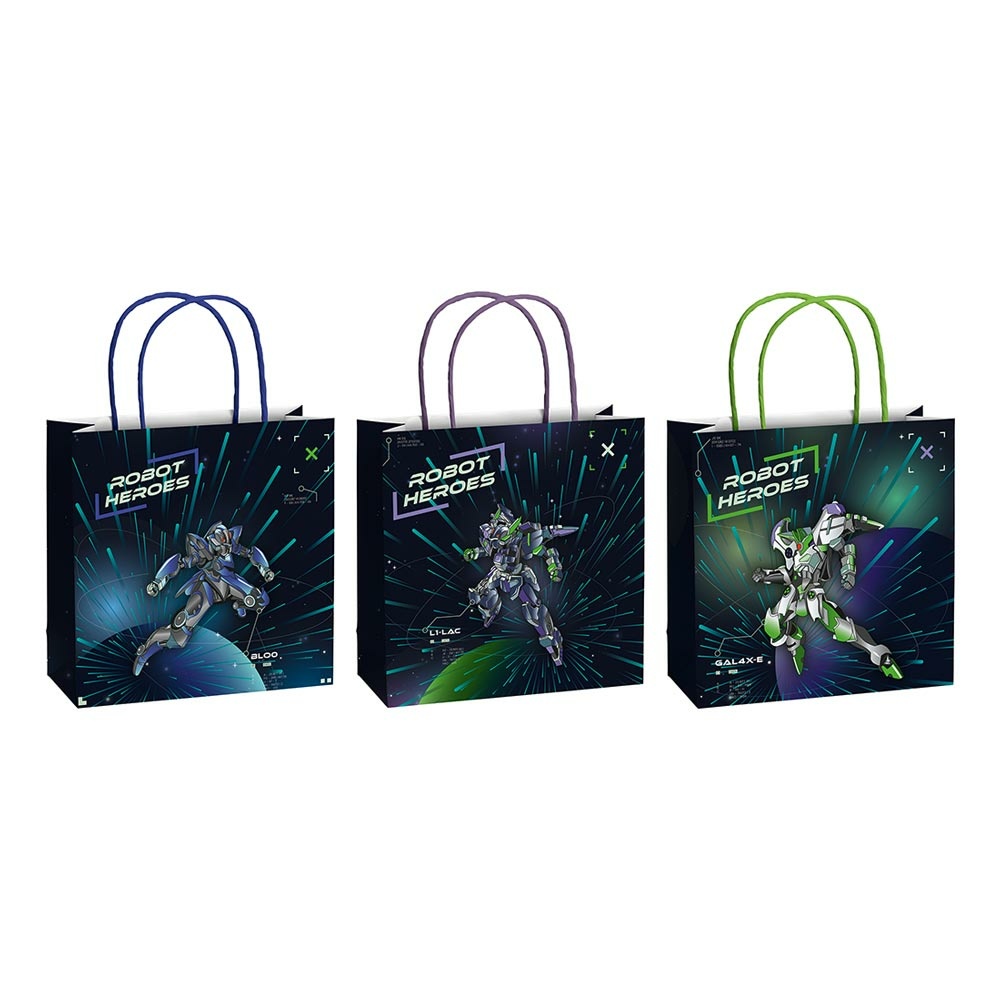 Geschenktasche 3er Set "Robot" 20x8x20cm 