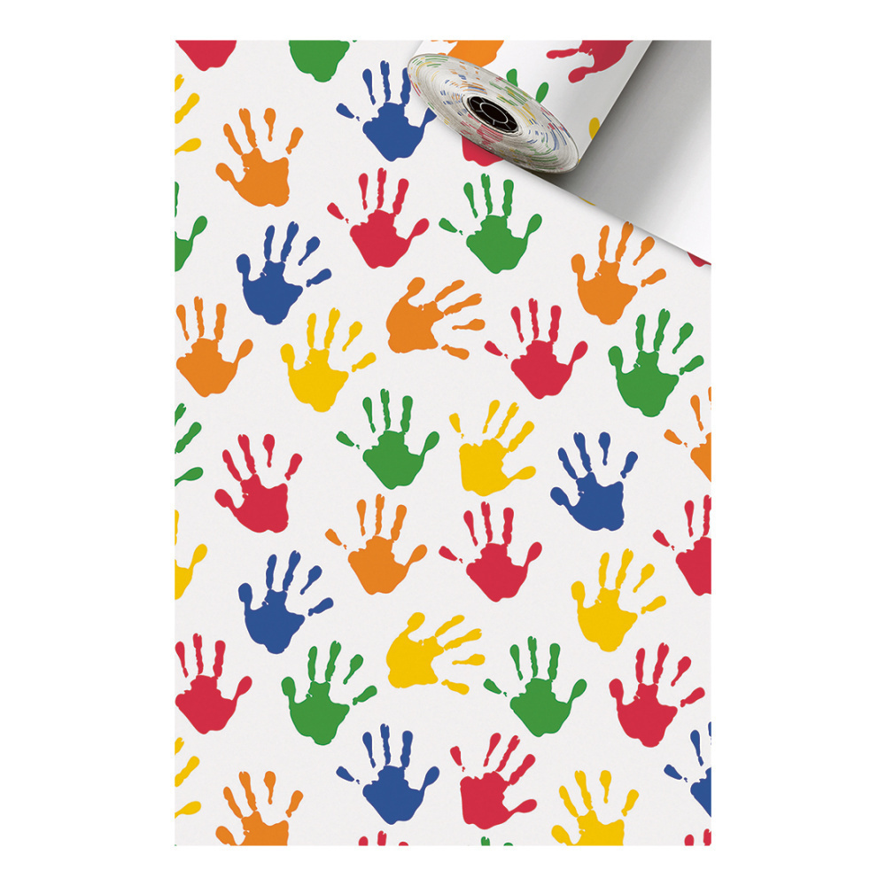 Wrapping paper counter roll „Hands“ 0,70x250m white