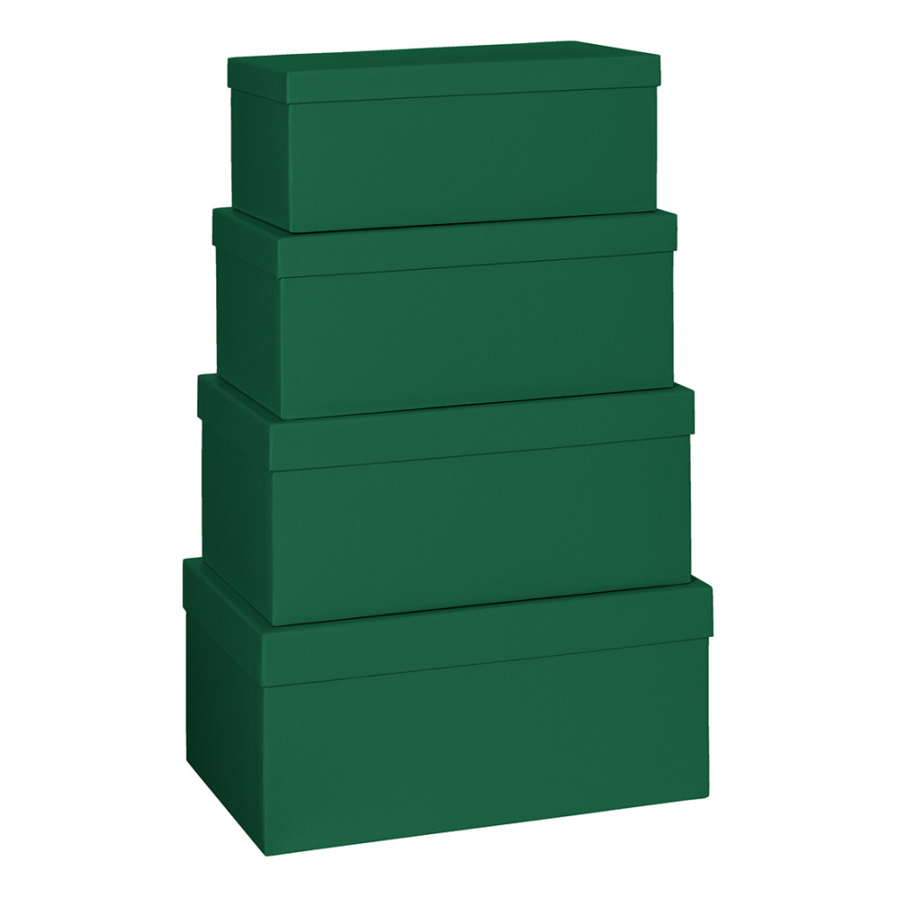Geschenkboxen 4er Set „One Colour“ grün dunkel