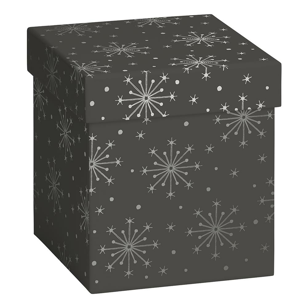 Boîte cadeau "Nieve" 11x11x12cm gris foncé