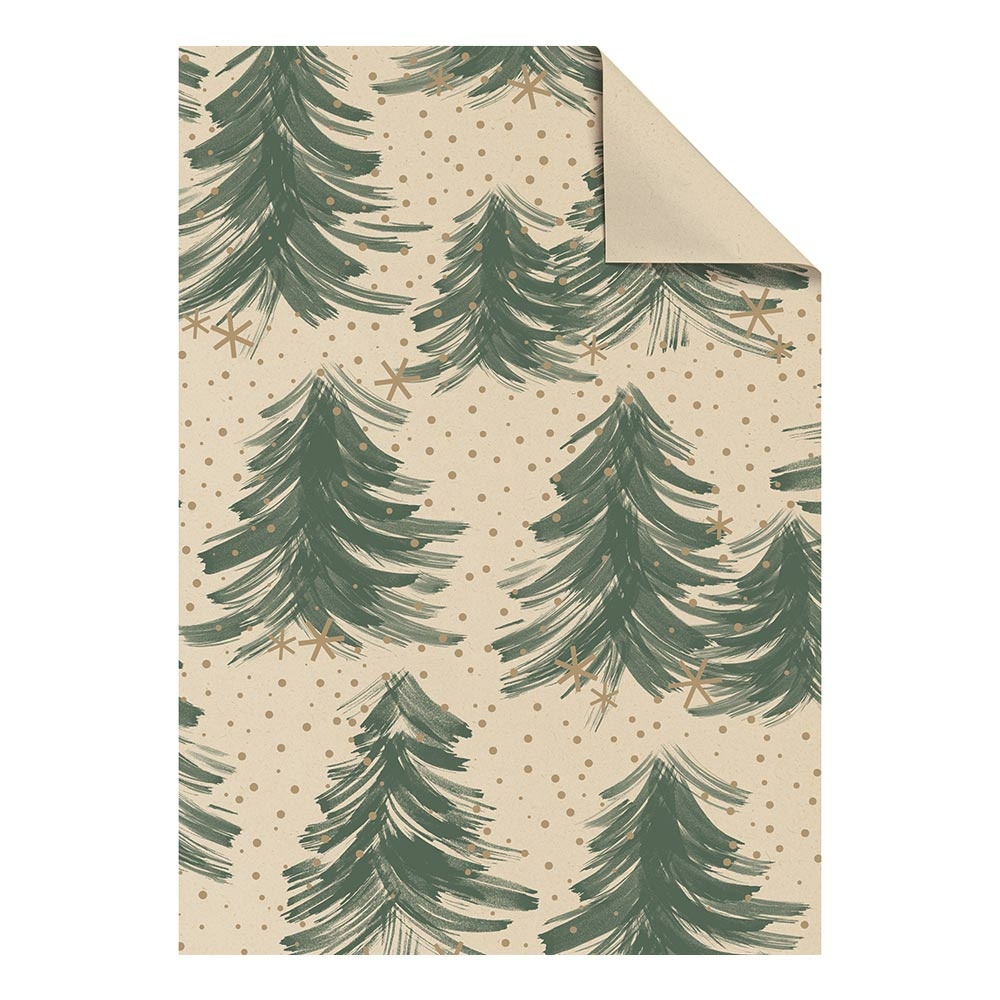 Papiers-cadeaux feuilles "Inverno" 50x70cm vert foncé