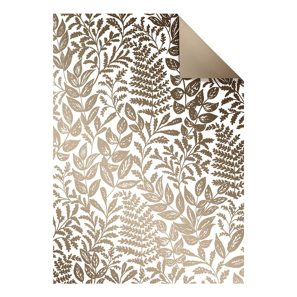 Papier-cadeau feuilles "Julie" 100x70cm blanc