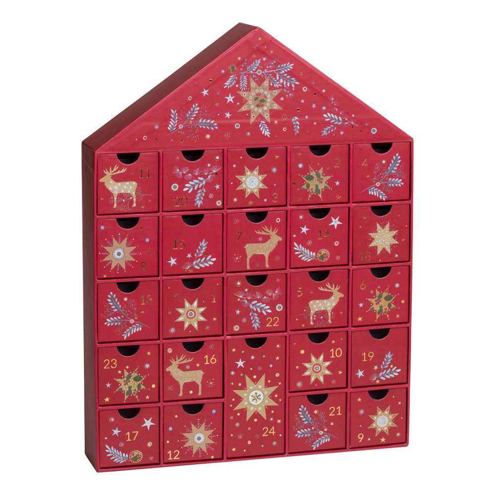 Advent calendars „Kalina“ 27x5,2x37cm red