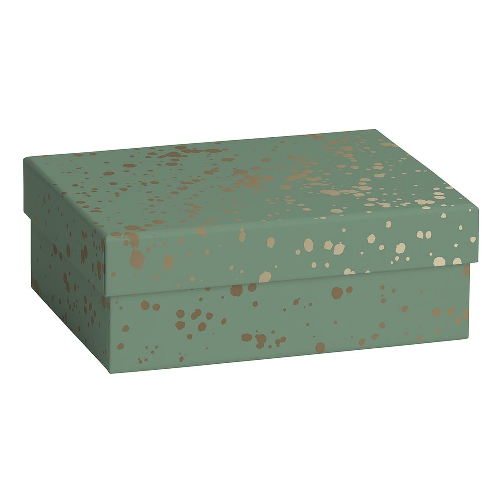 Geschenkbox "Sprenkel" 12x16,5x6cm grün dunkel