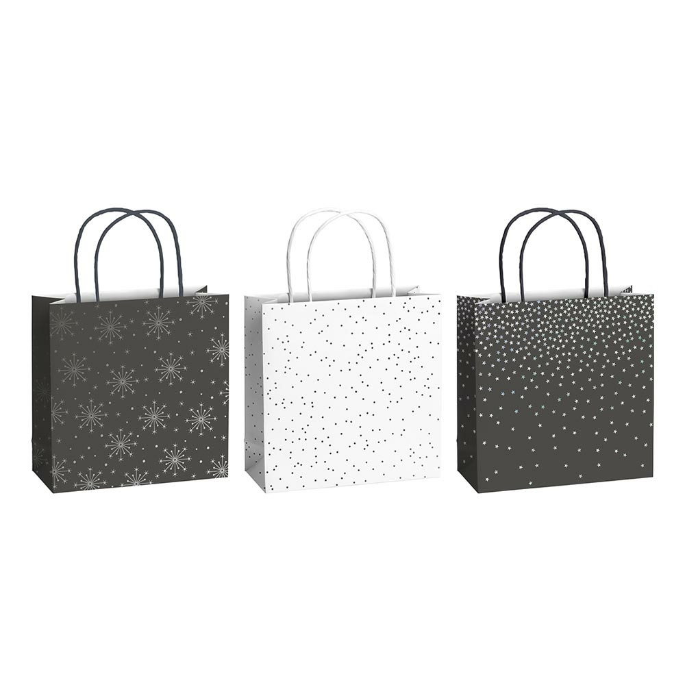 Gift bag Set of 3 "Nieve" 20x8x20cm dark grey