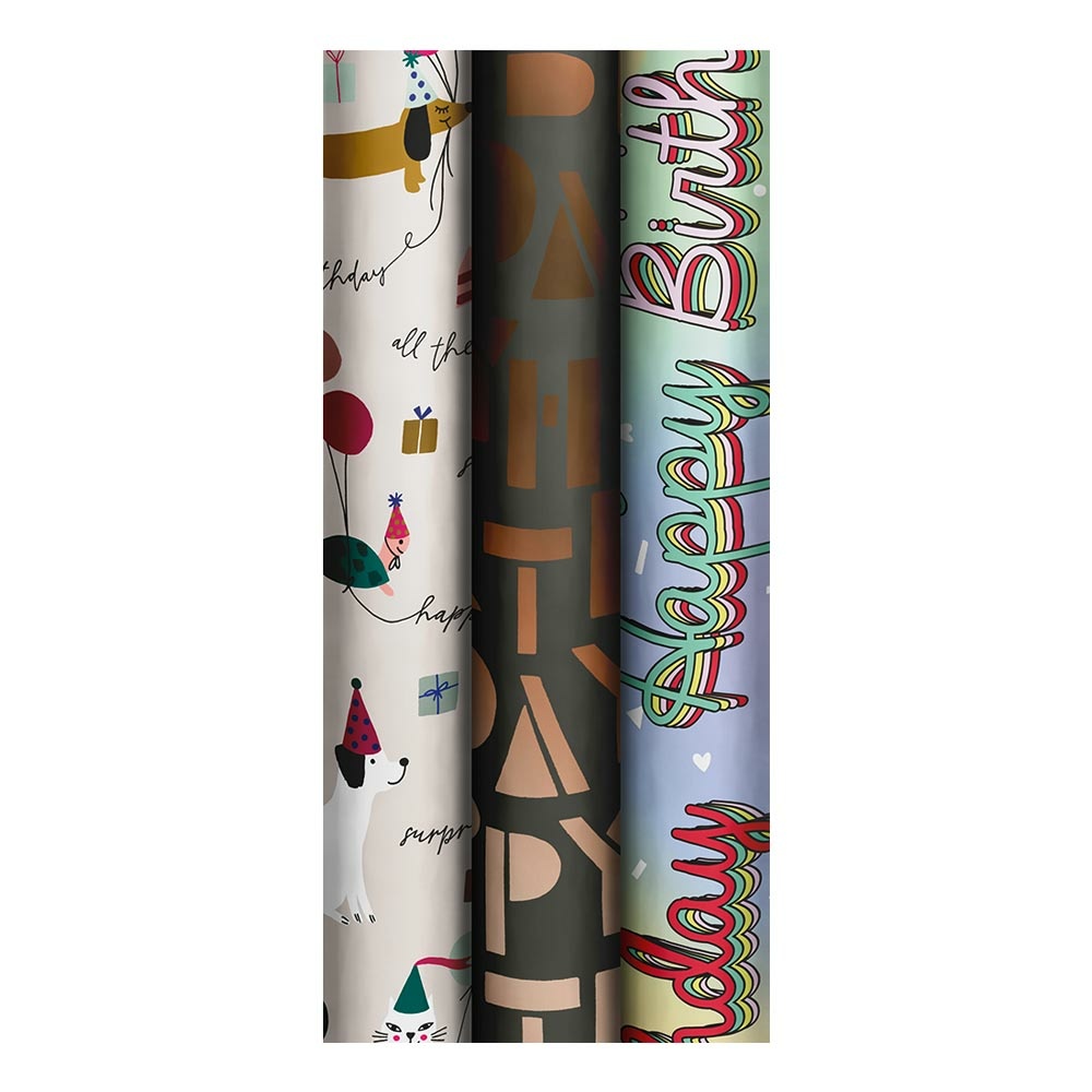 Wrapping paper assortment "Party Animals" 70x150cm